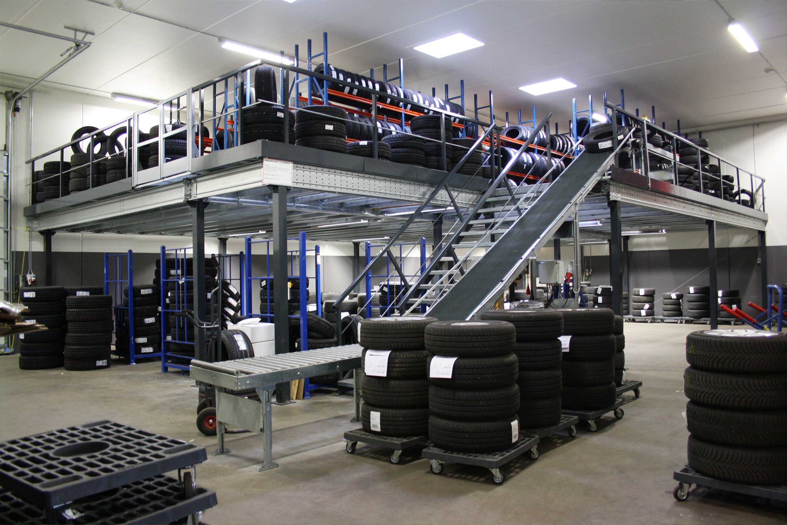 Dækreoler på en mezzanine